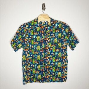 Disney World of Pixar Camp Button Up Shirt Adult XL Graphic Top